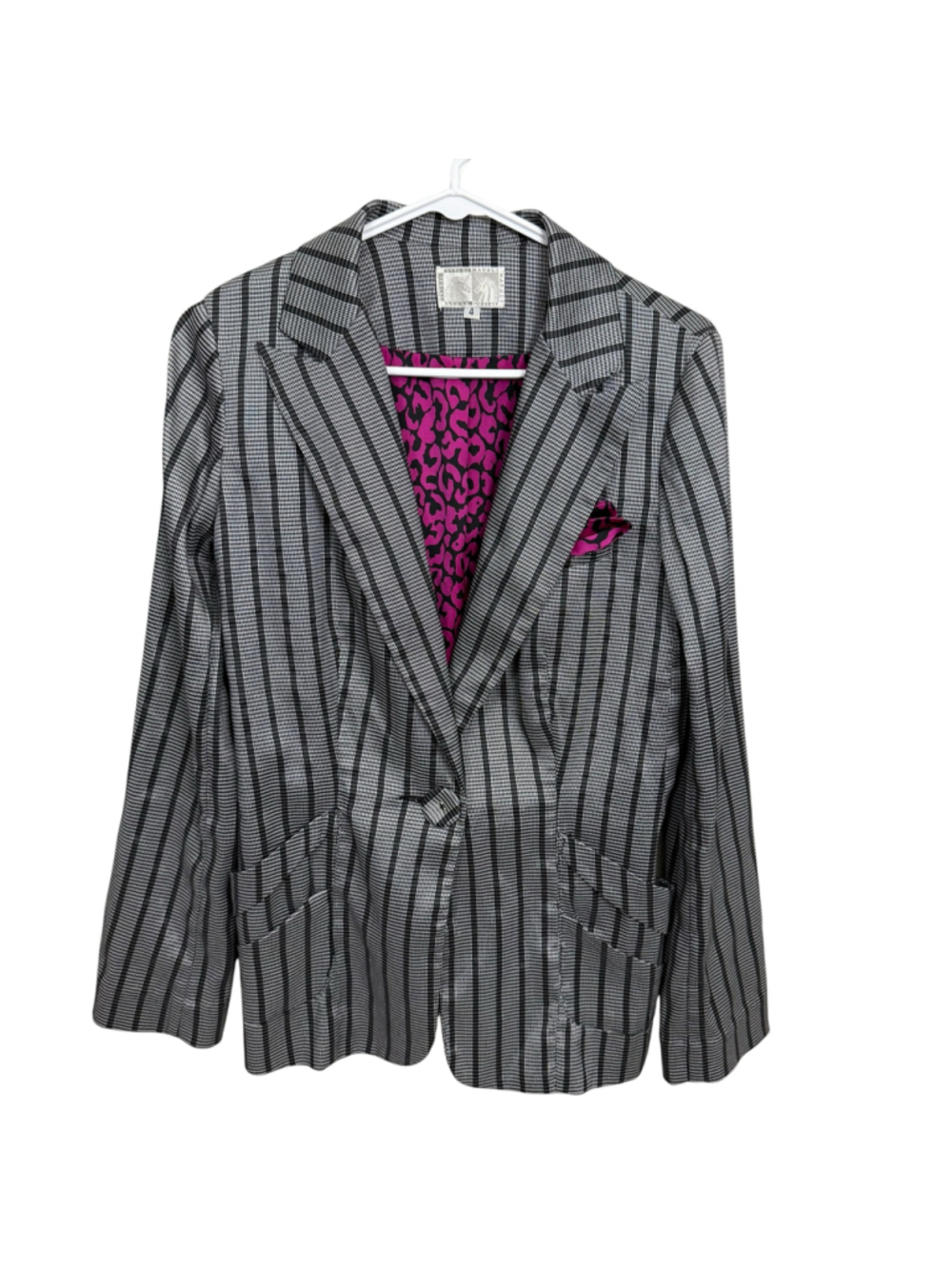 Alberto Makali‎ Women’s Size 4 Black White Striped Blazer Jacket Career